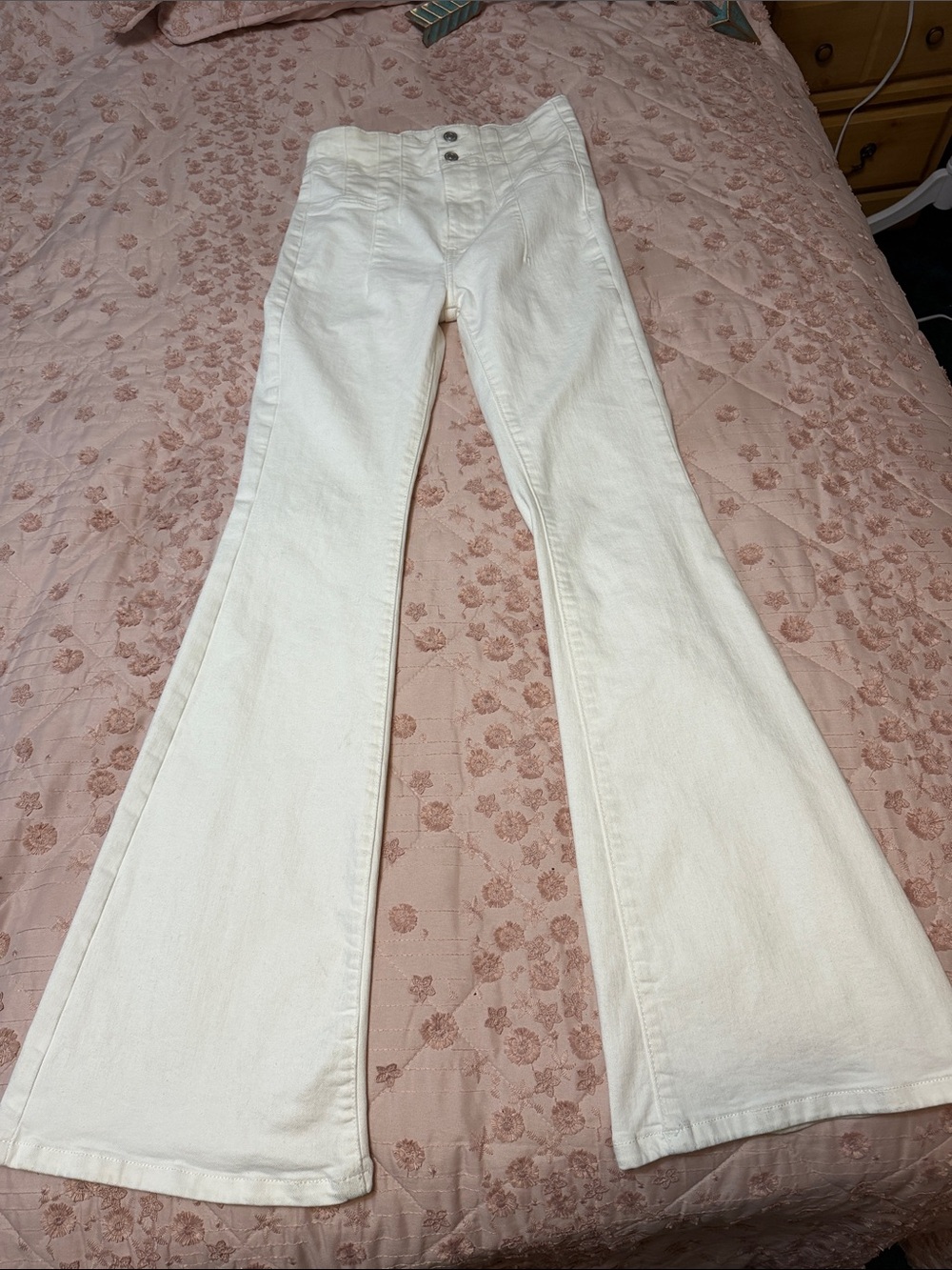 Free People We The Free Jayde High Rise Flare Jeans White - Size 27